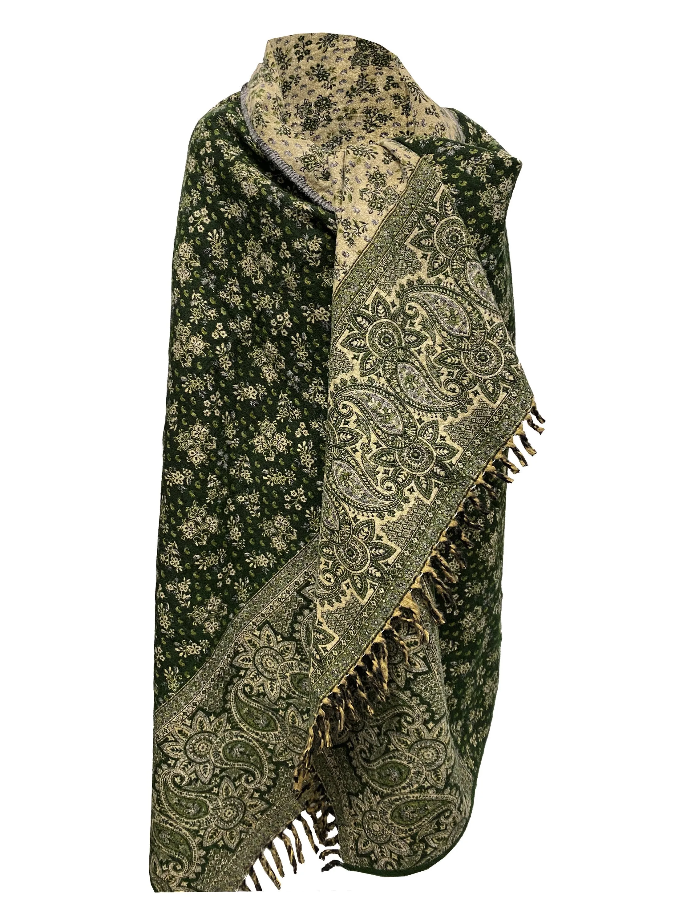 LUXURY HANDMADE soft GREEN beige colour Scarf Yak Wool comfortable scarf Blanket stole unisex Travel Wrap Meditation Soft Shawl special Gift