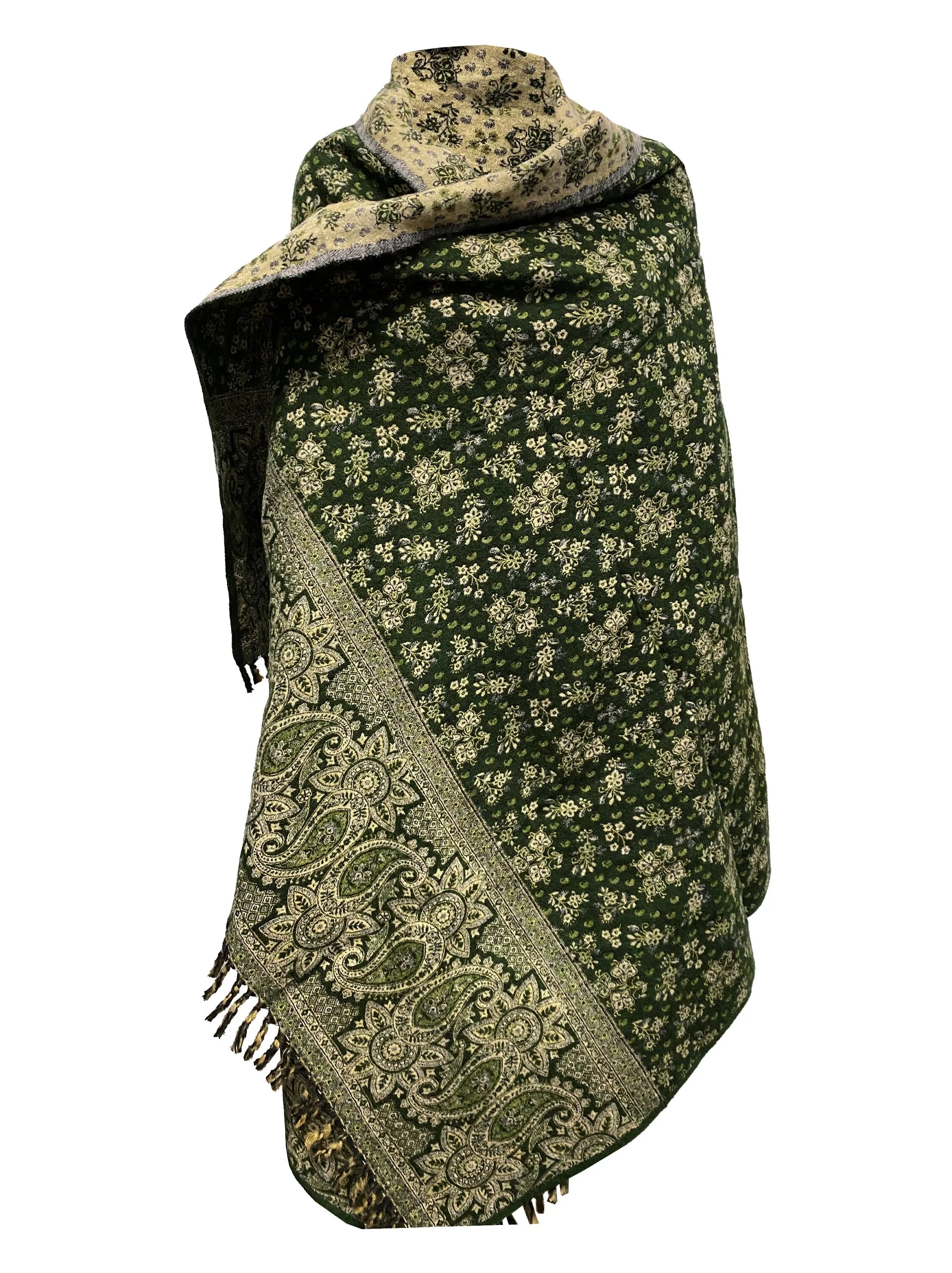 LUXURY HANDMADE soft GREEN beige colour Scarf Yak Wool comfortable scarf Blanket stole unisex Travel Wrap Meditation Soft Shawl special Gift