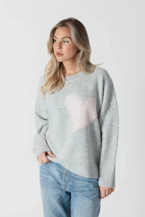 Lyla & Luxe Heart Sweater Grey