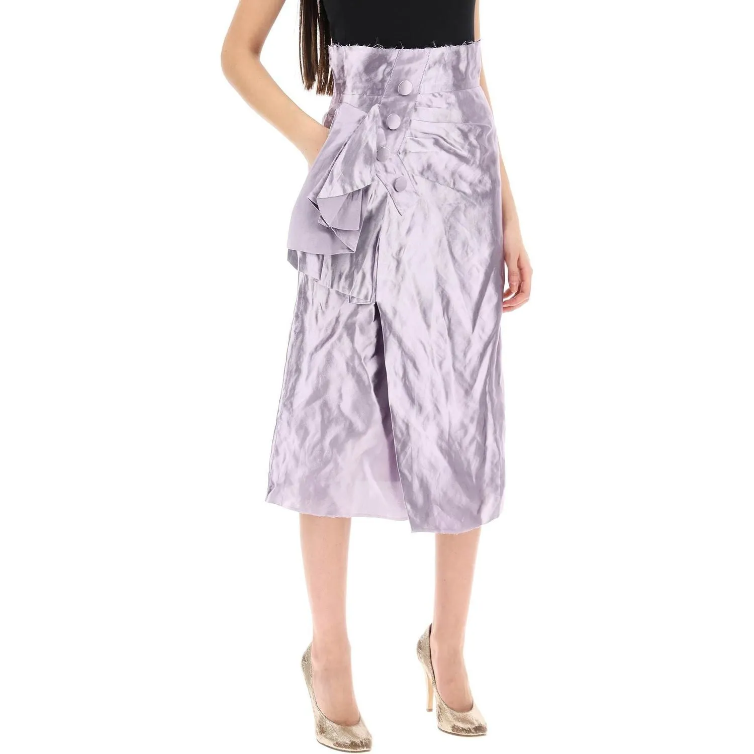 Maison Margiela 'metallic satin midi wrap skirt with