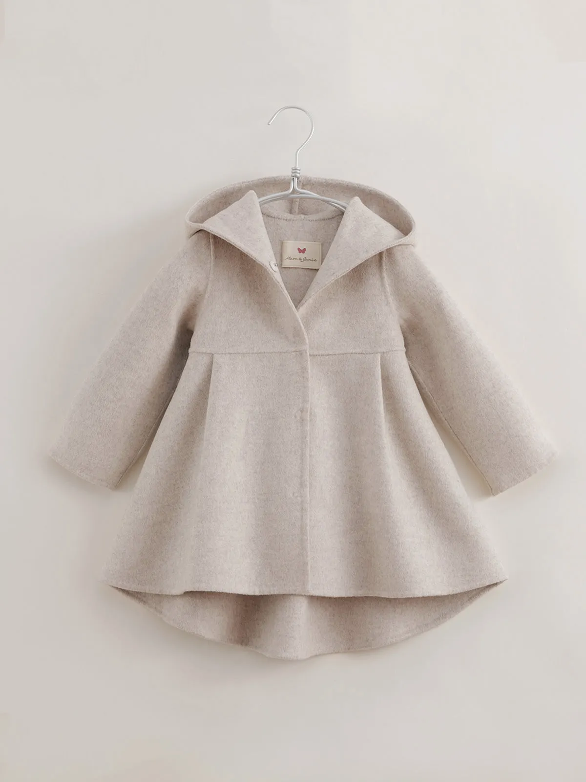 MARC & JANIE Girls Double-Sided Woolen A-line Hooded Trench Coat 221869