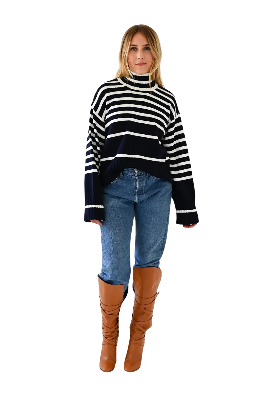 Marlow Sweater Stripe on Stripe, Indigo