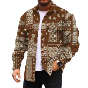 Men's Corduroy Print Long Sleeve Jacket 84687460L