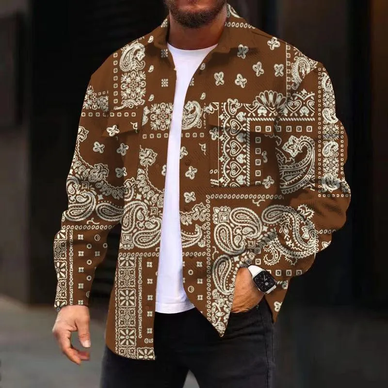 Men's Corduroy Print Long Sleeve Jacket 84687460L