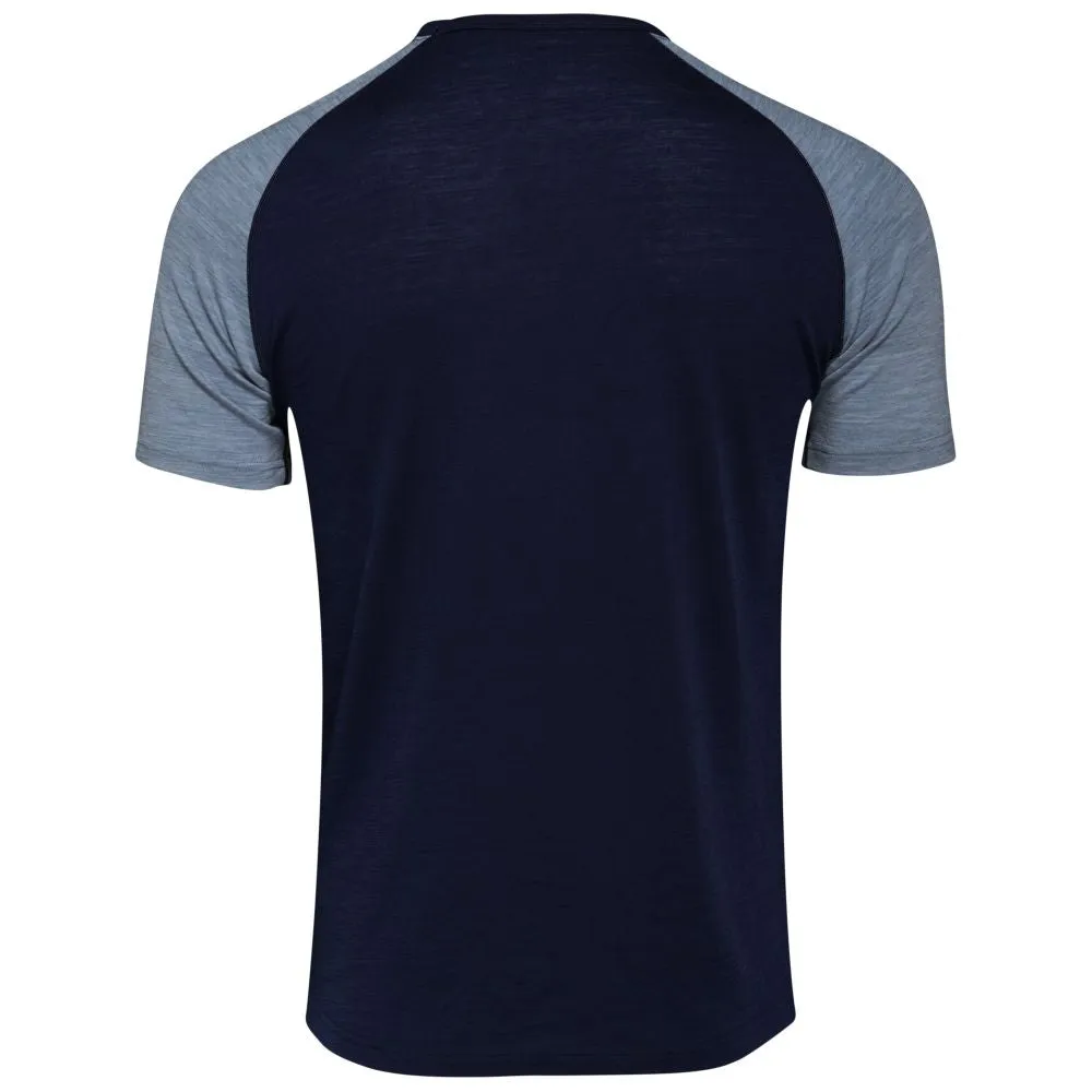 Mens Merino 150 Raglan Baseball Tee (Navy/Sky)