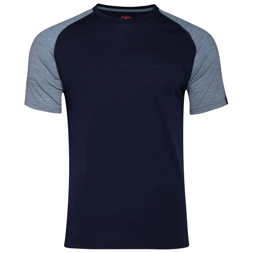 Mens Merino 150 Raglan Baseball Tee (Navy/Sky)