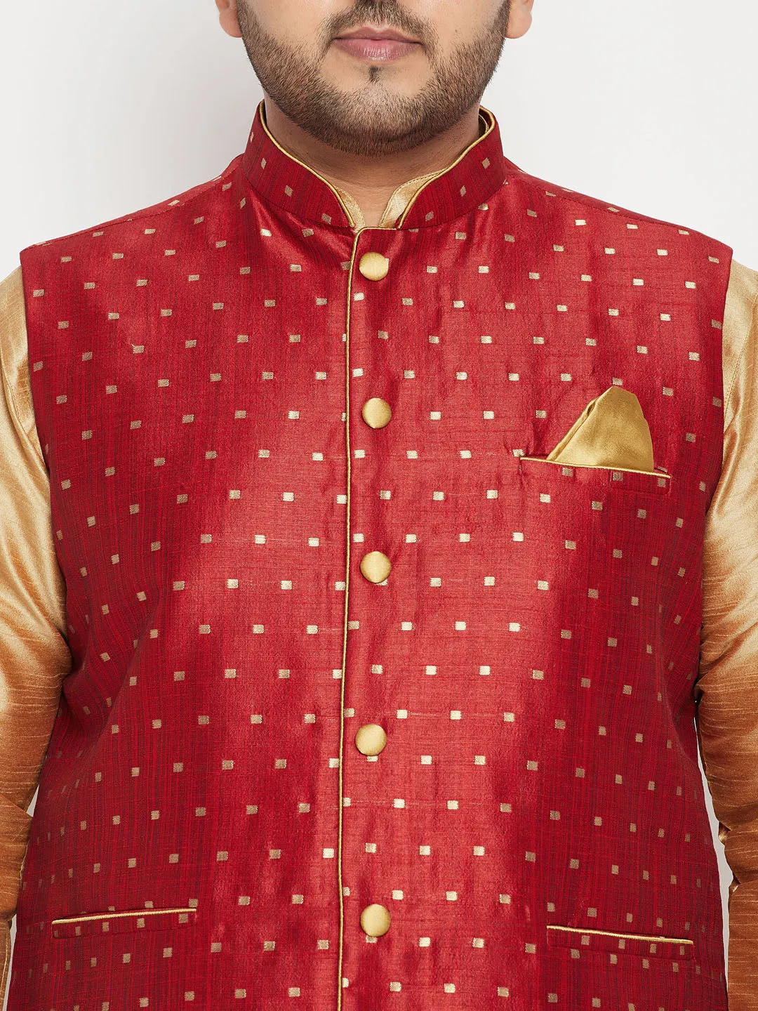 Men's Plus Maroon Nehru Jacket - Vastramay