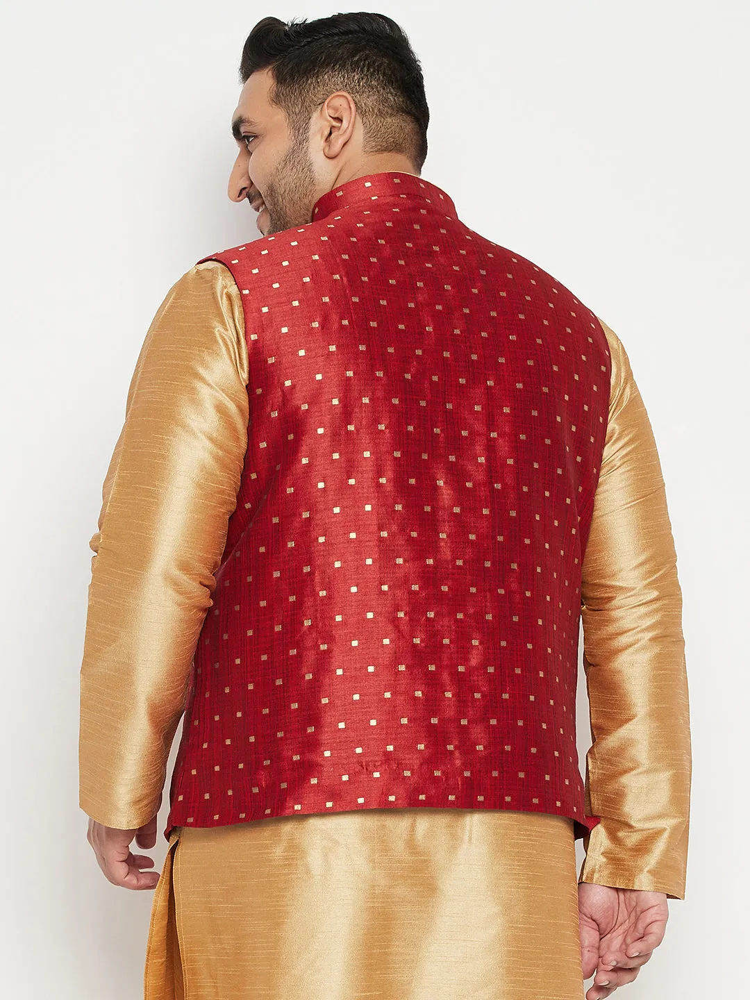 Men's Plus Maroon Nehru Jacket - Vastramay