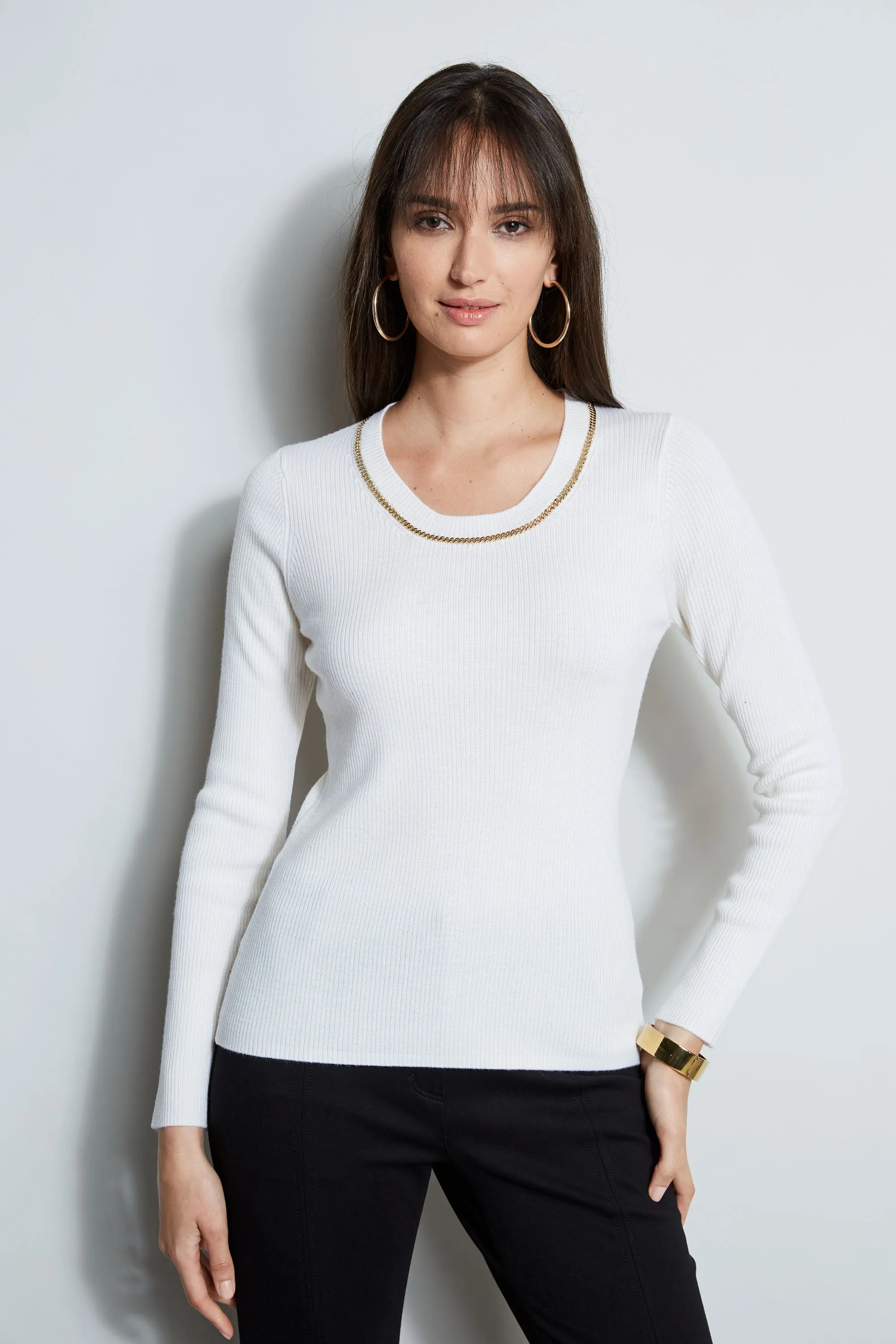 Merino Rib Chain Detail Sweater