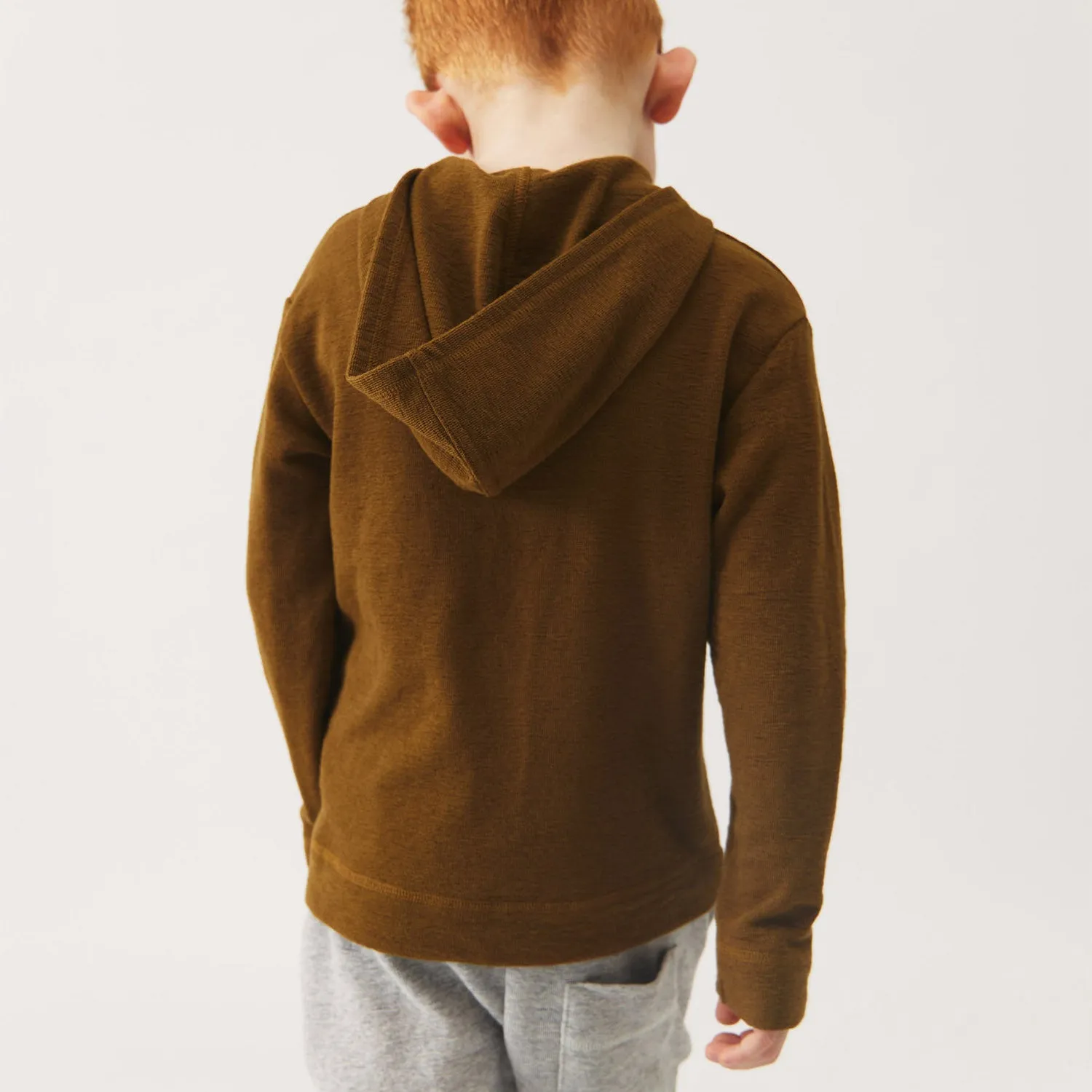 Merino Wool Crepe Hooded Top - Bronze