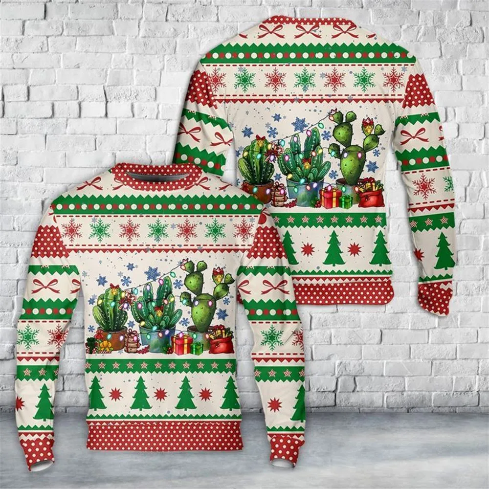 Merry Christmas Cactus Ugly Christmas Sweater For Men And Women, Best Gift For Christmas, The Beautiful Winter Christmas Outfit