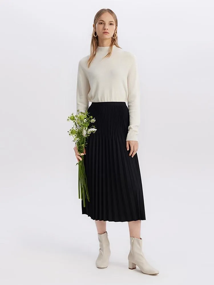 Mid-Length Pleated Half Women Skirt