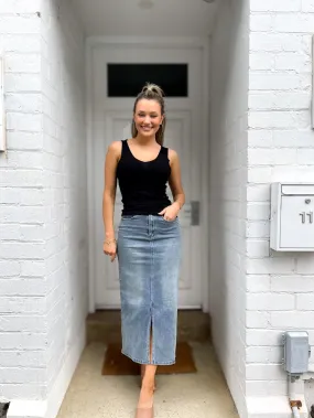 Midi Denim Skirt