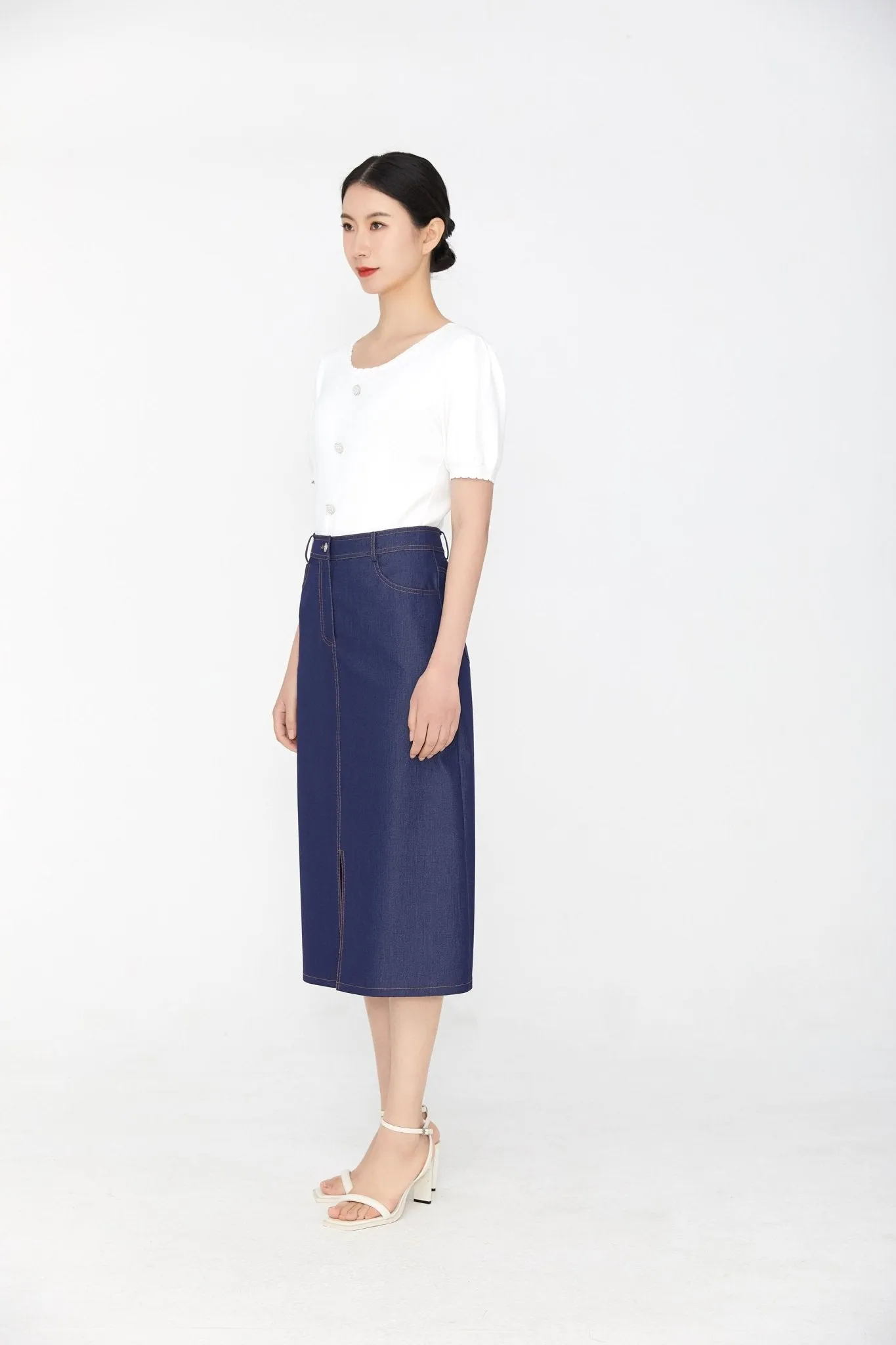 Midnight Blue A Line Midi Skirt