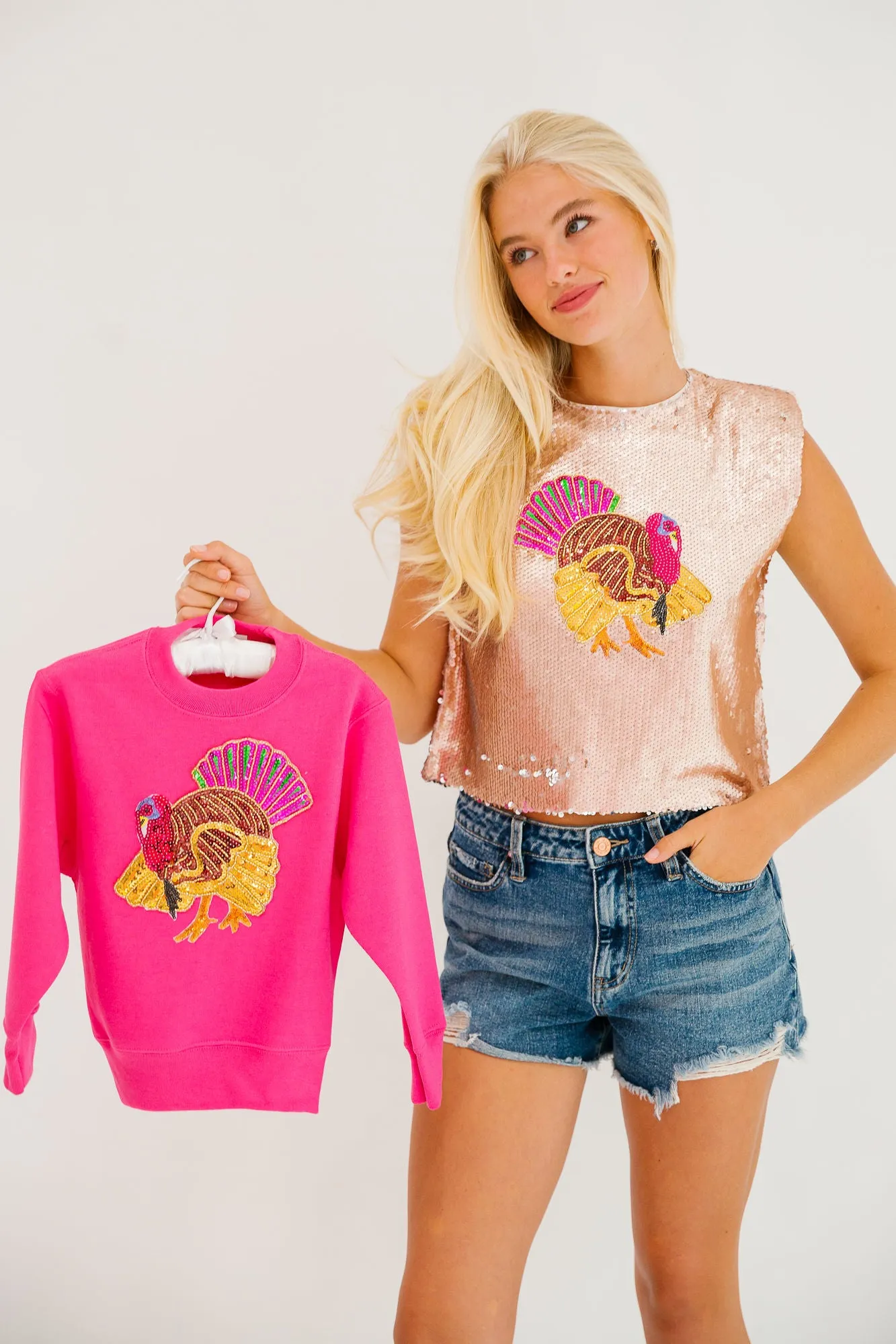 MINI KIDS TURKEY DAY PINK PULLOVER