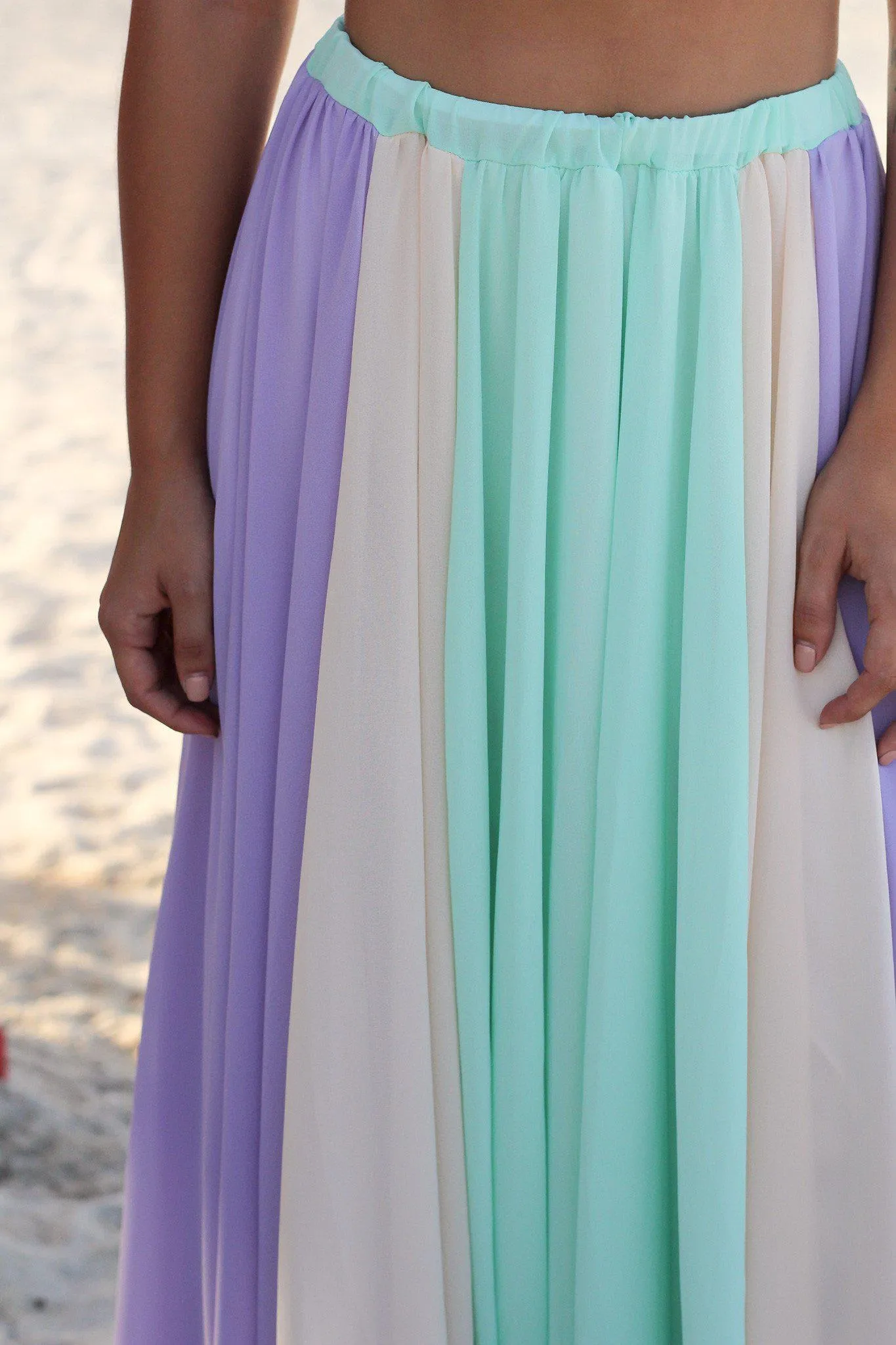 Mint Pleated Maxi Skirt