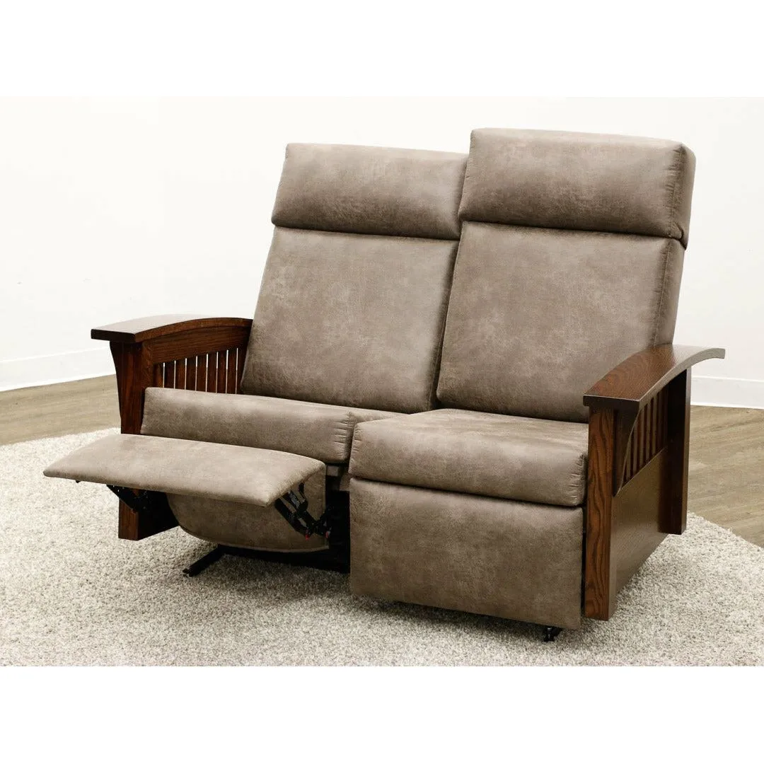 Mission Reclining Loveseat with Wood Arms