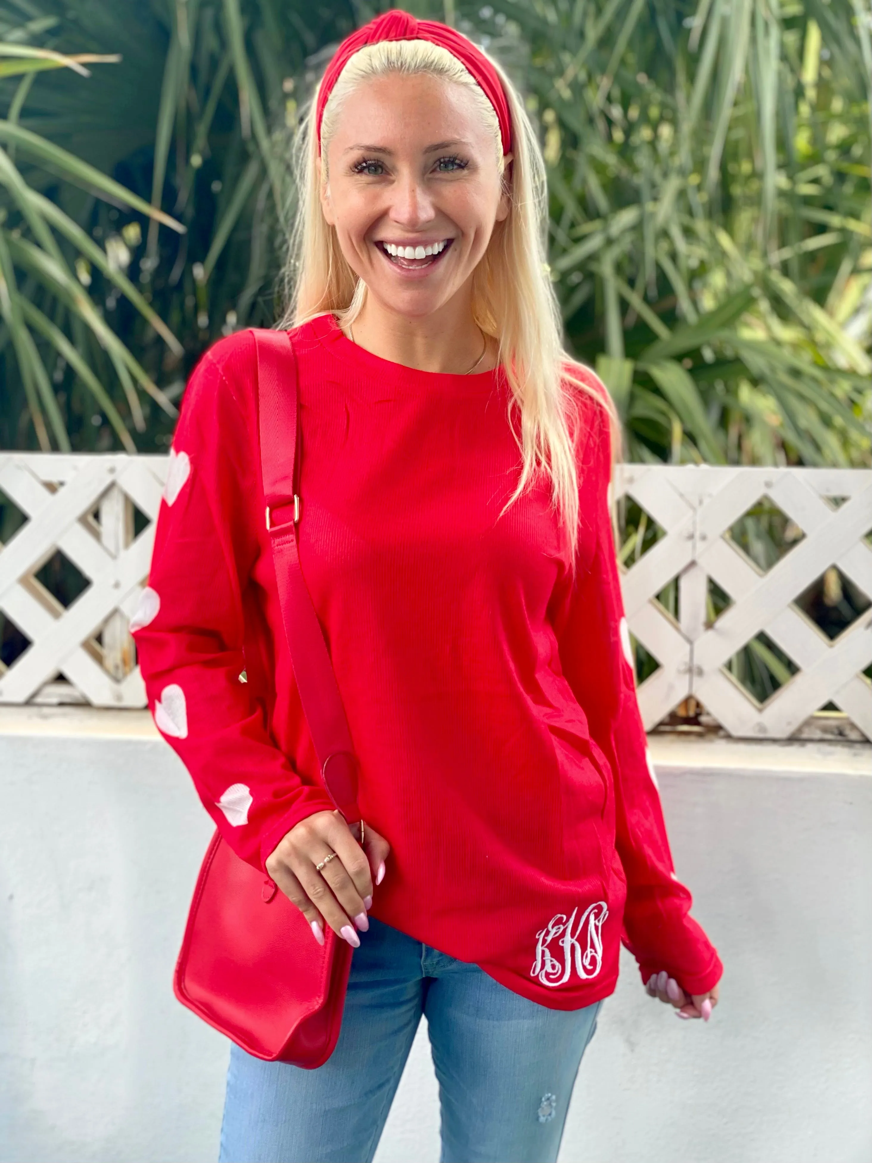 Monogram Red Hot Heart Sweater