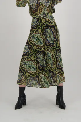 Mosaic Print Sunray Pleated Skirt