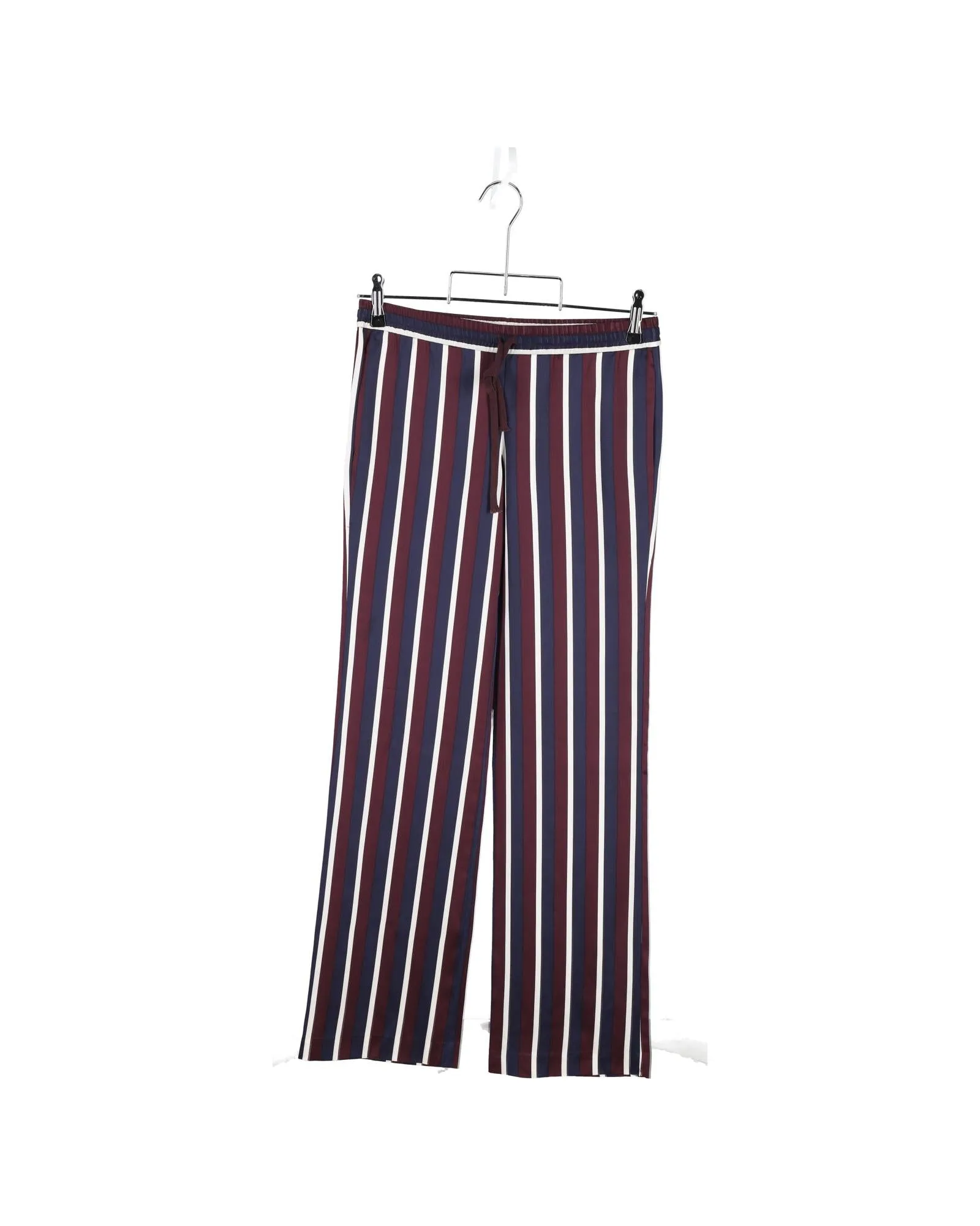 Multicolor Striped Silk Wide-Leg Pants