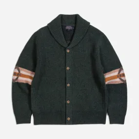 NEHALEM LAMBSWOOL SHAWL CARDIGAN - GREEN