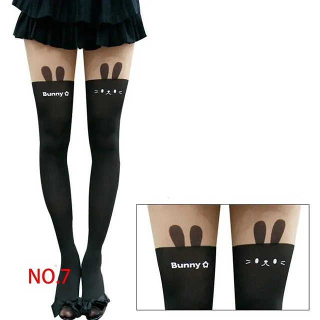 New Sexy Girl's Pantyhose Design Pattern Printed Tattoo Stockings Cat shape 20 Style Sheer Pantyhose Mock Stockings Tights  90cm