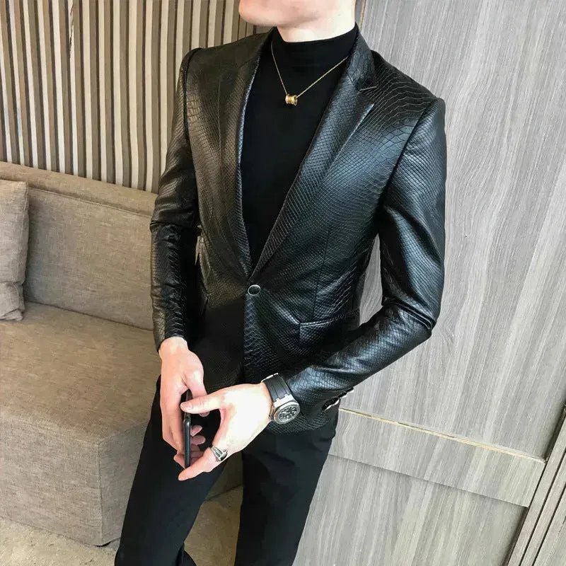 New Trendy Vintage Autumn Winter Slim fit Leather Jacket Men