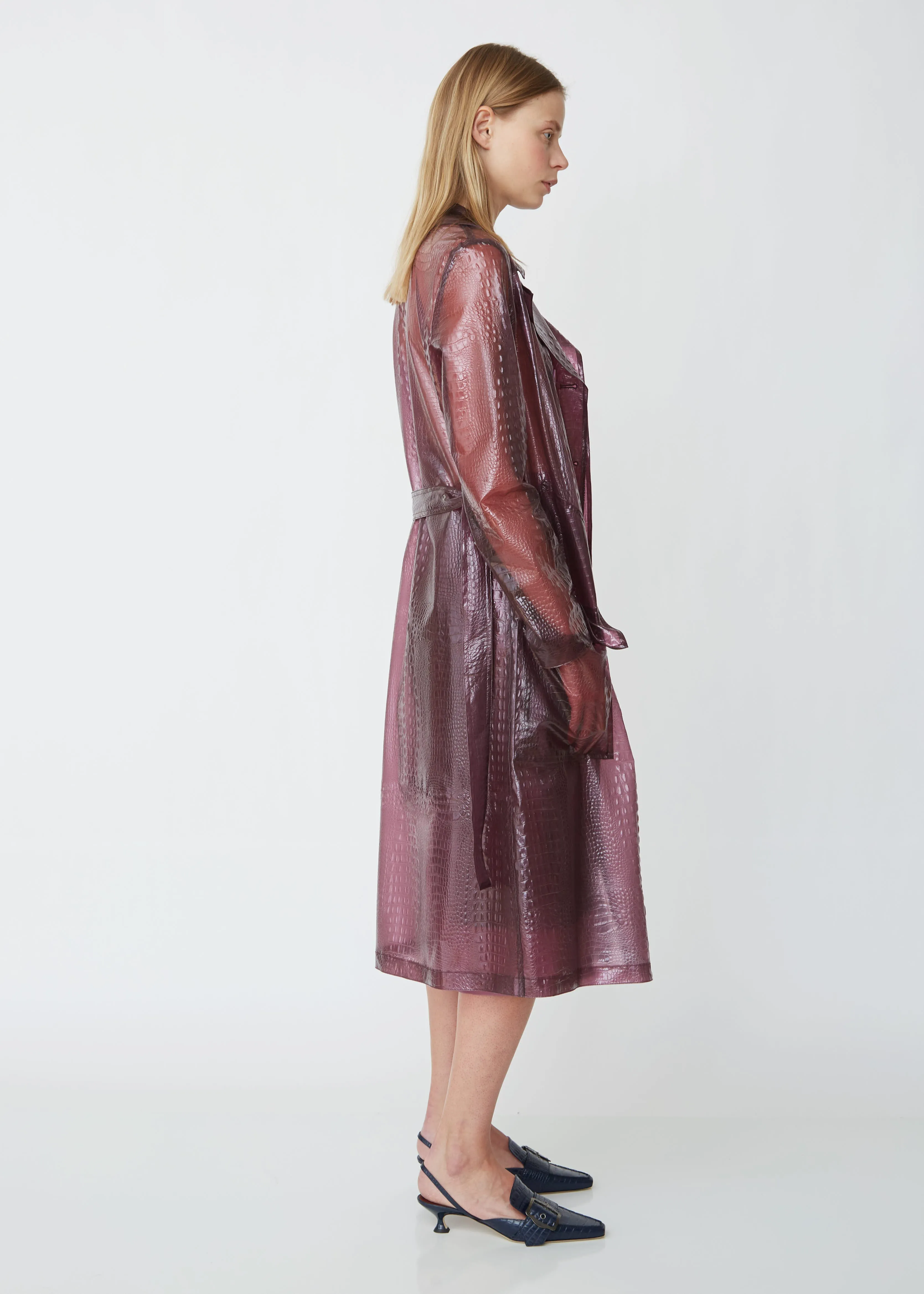 Nisa Embossed Plastic Trench Coat