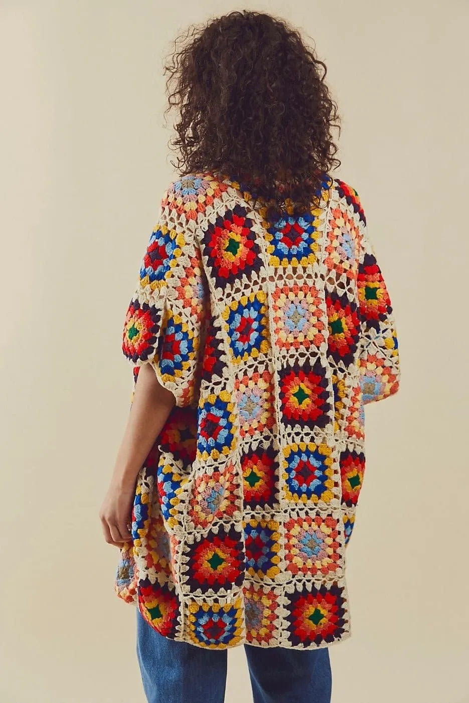 NONI HAND CROCHET PONCHO KIMONO JACKET