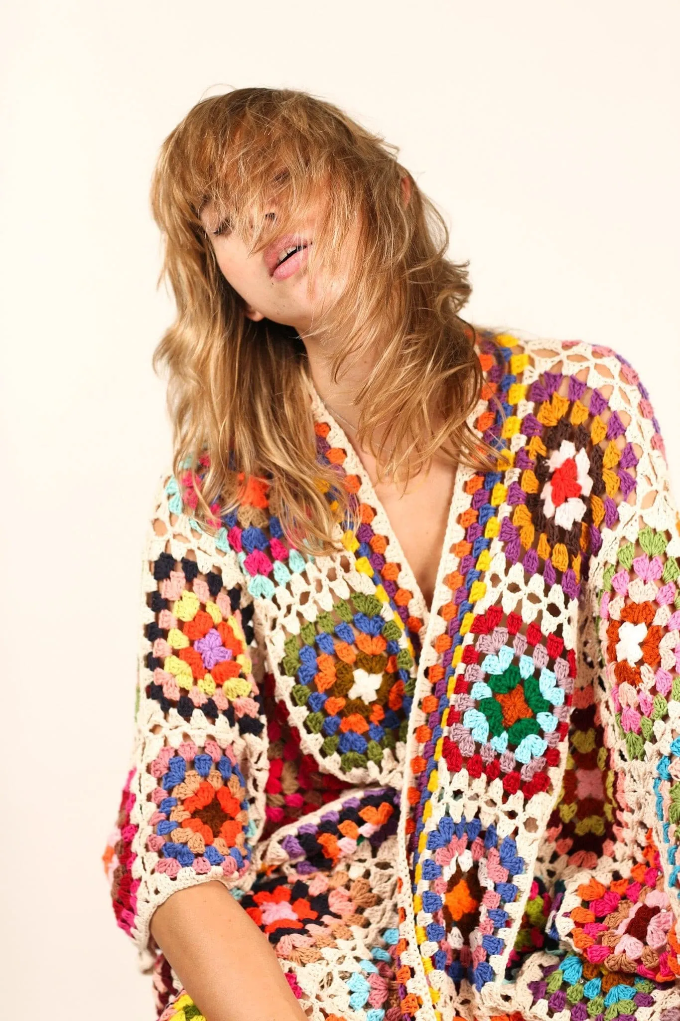 NONI HAND CROCHET PONCHO KIMONO JACKET