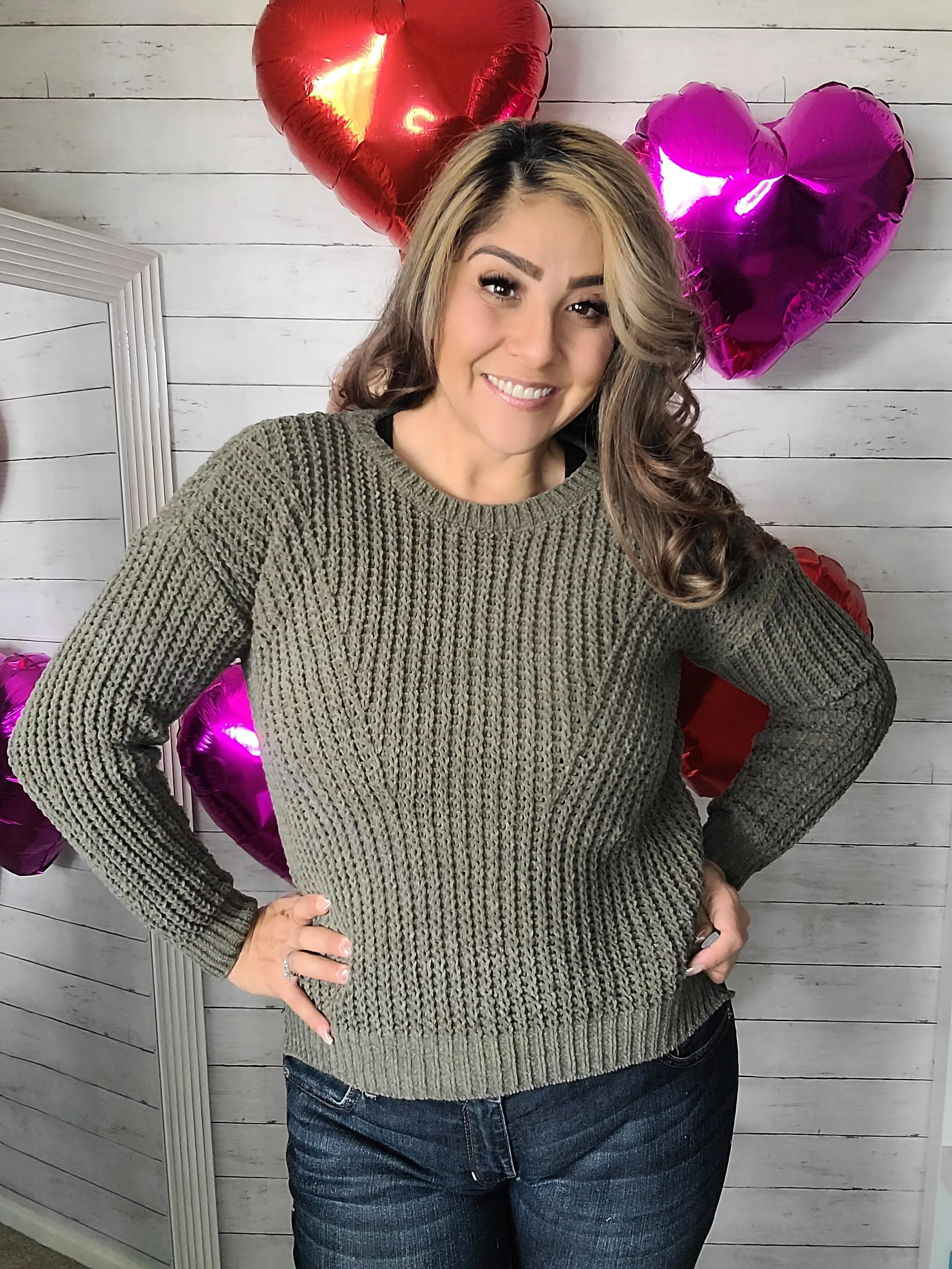 Olive Chunky Knit Sweater