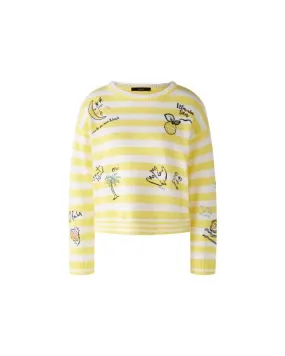 Oui Stripe Embroidered Sweater