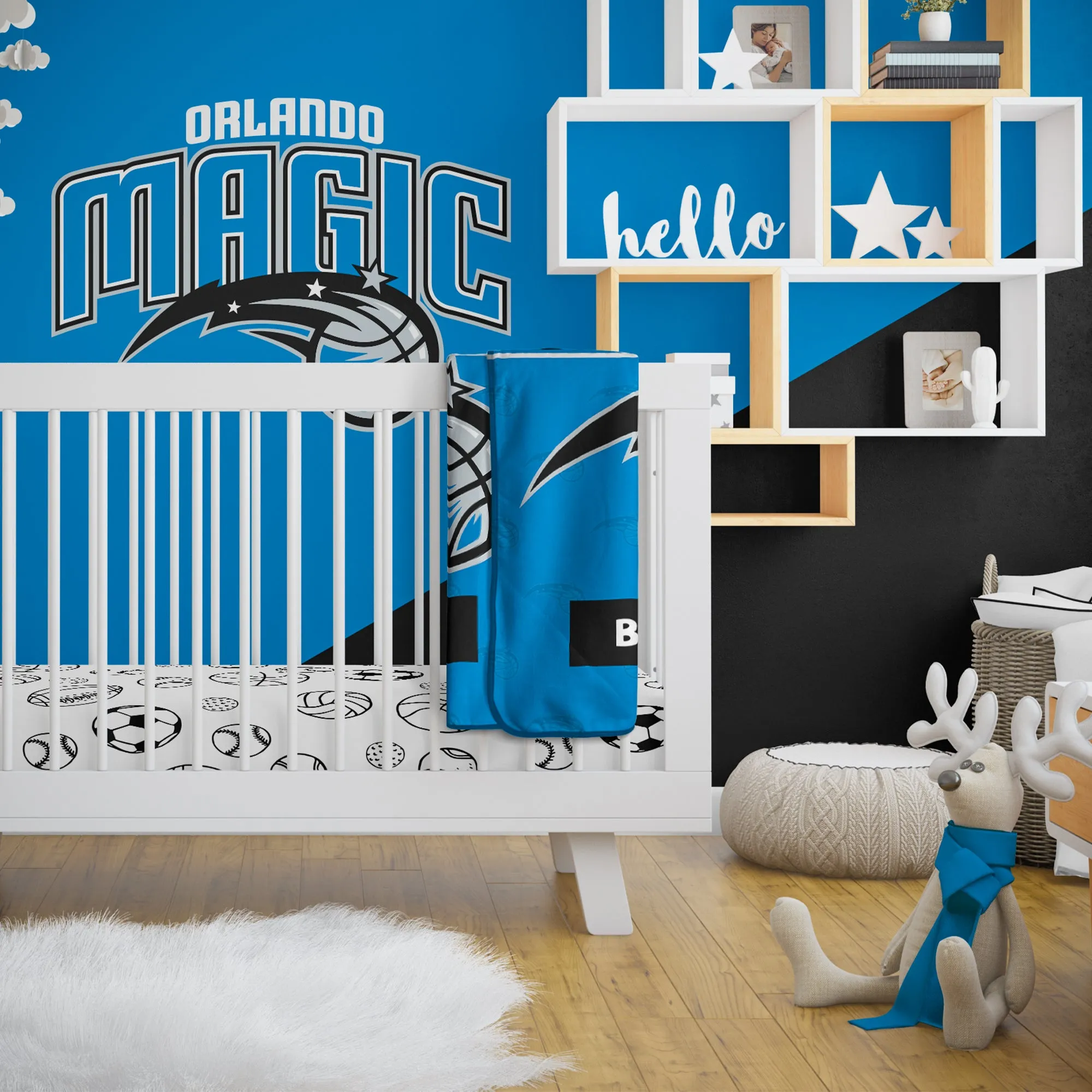 Personalized Orlando Magic Emblem Baby Pixel Fleece Blanket