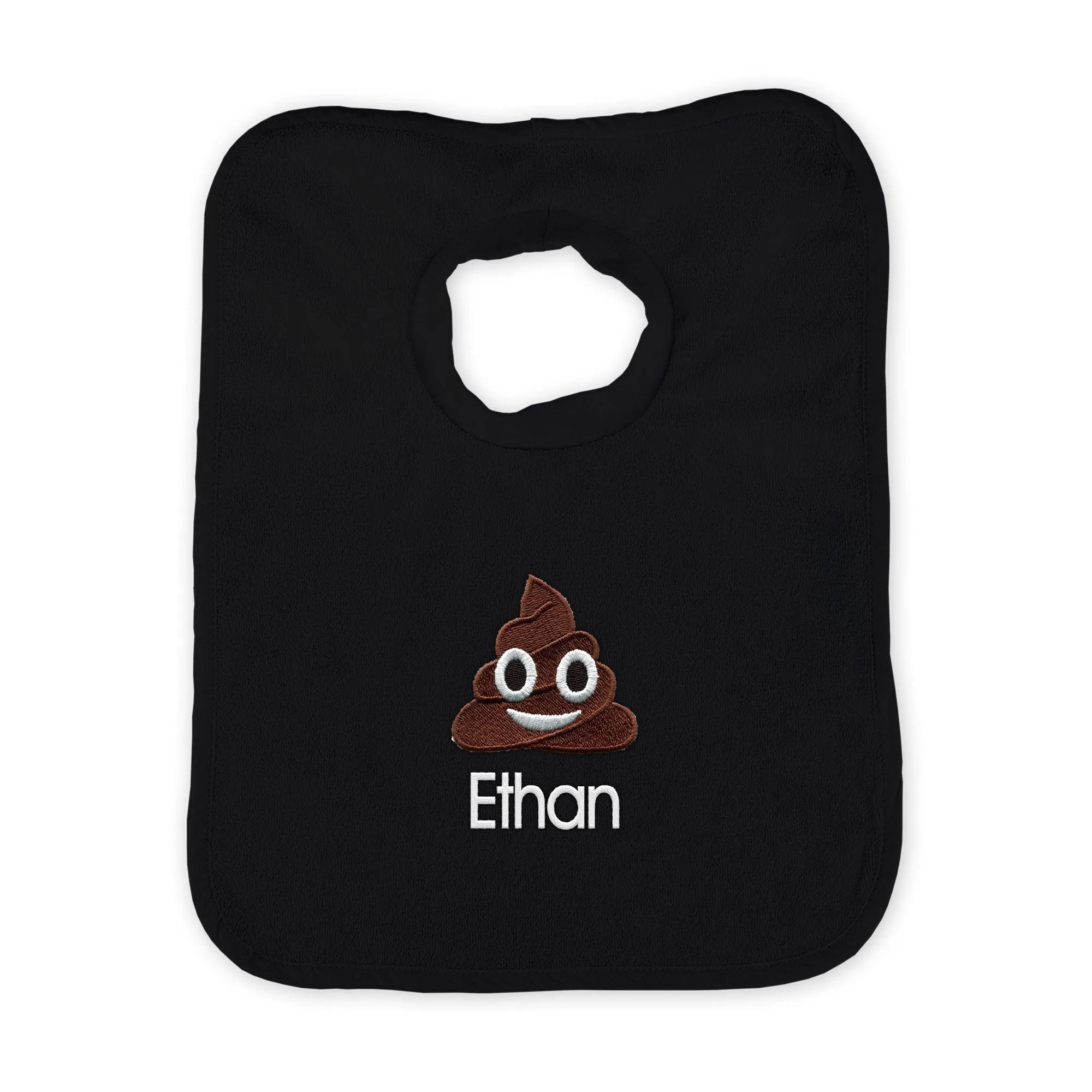 Personalized Poop Face Emoji Bib