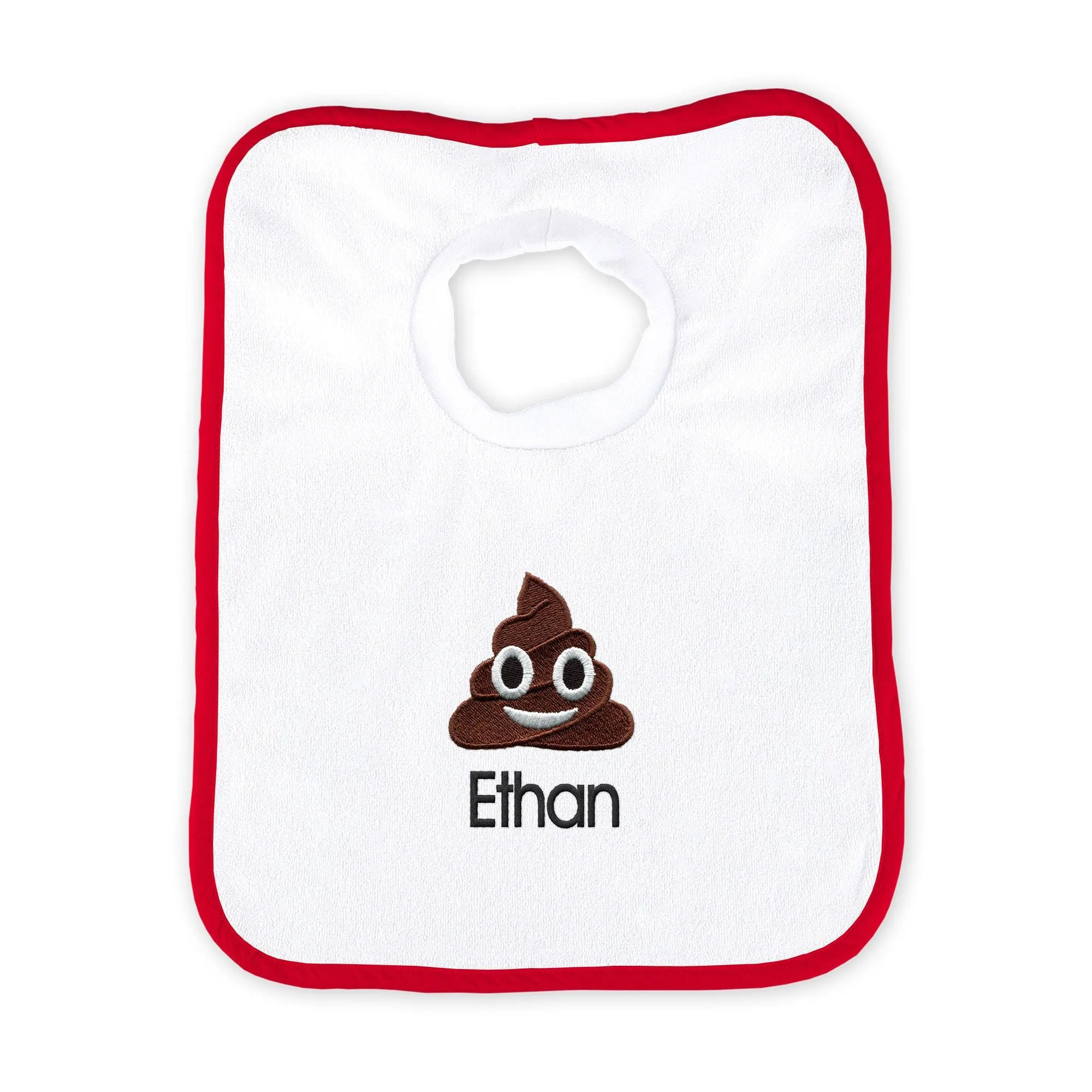 Personalized Poop Face Emoji Bib