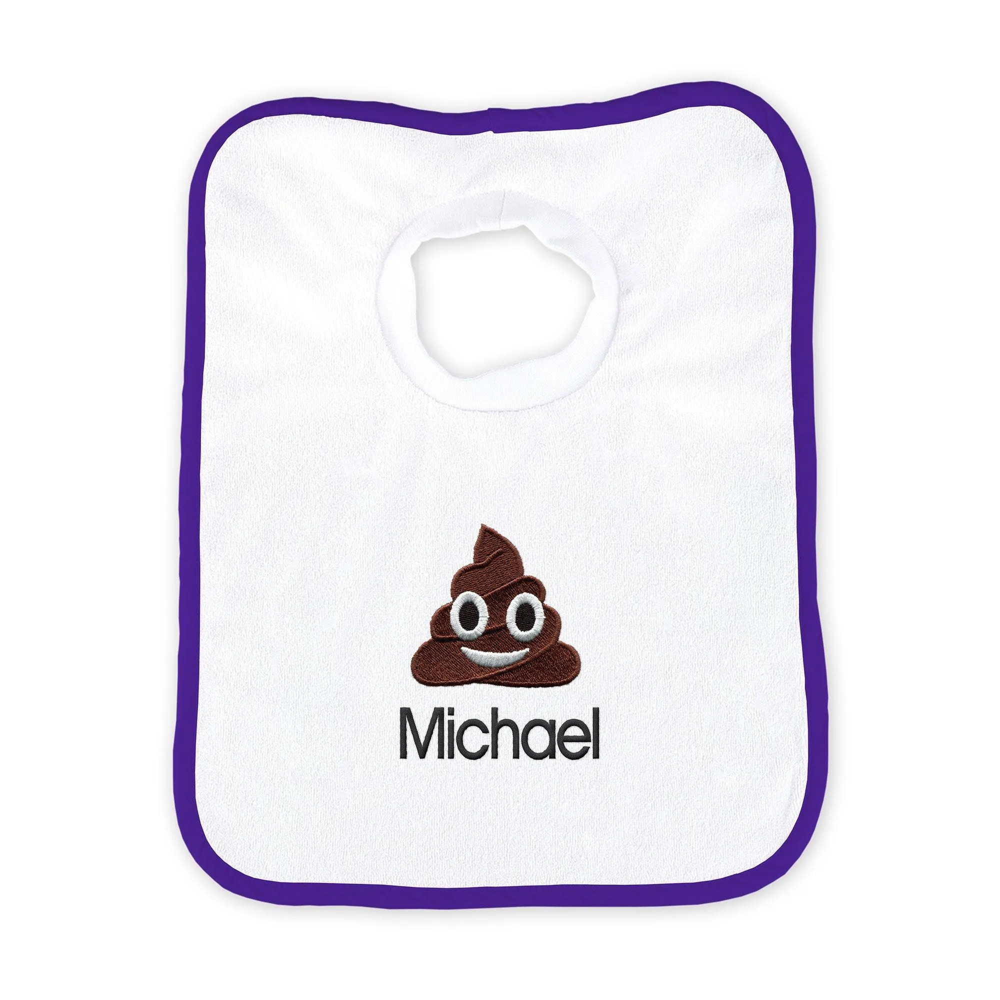 Personalized Poop Face Emoji Bib