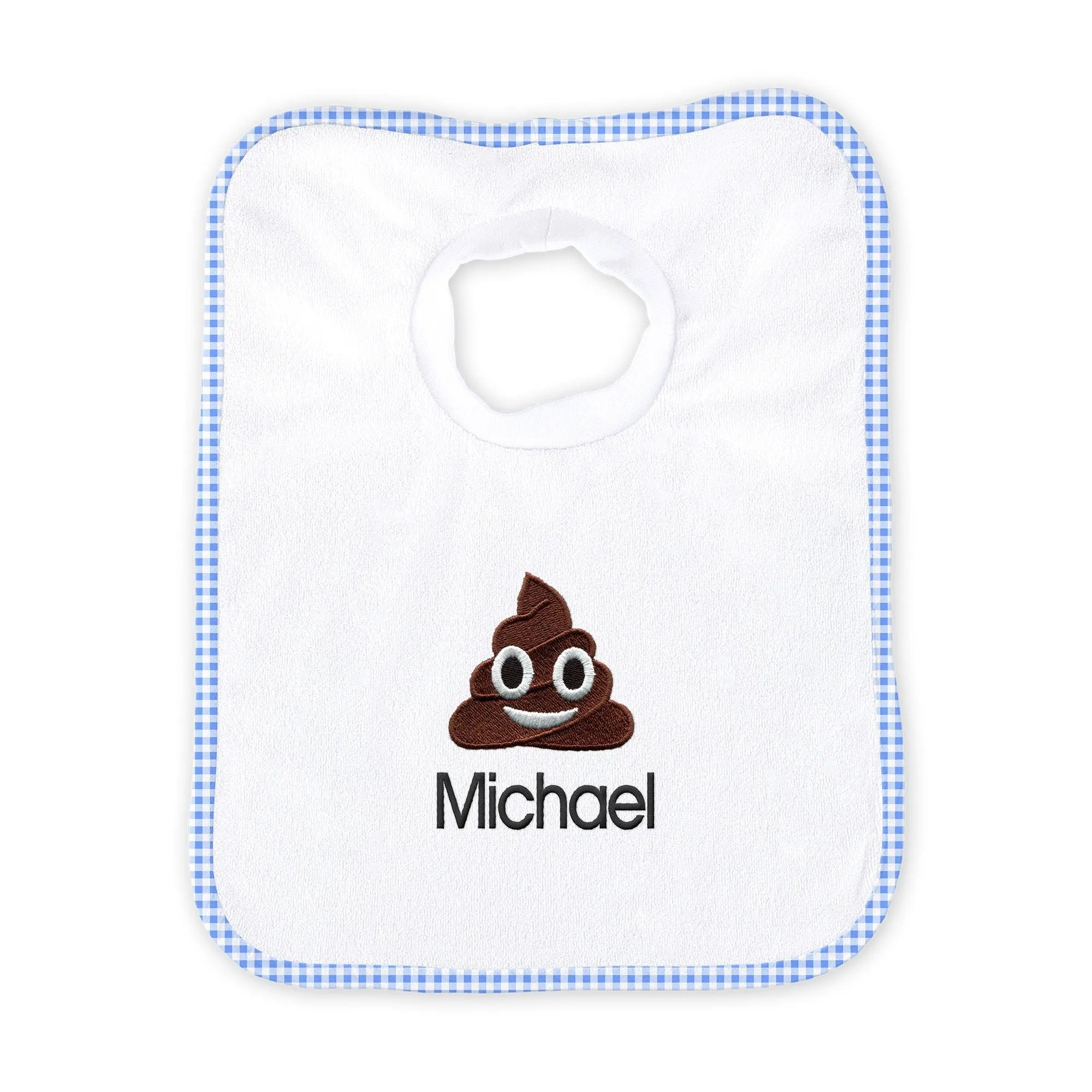 Personalized Poop Face Emoji Bib