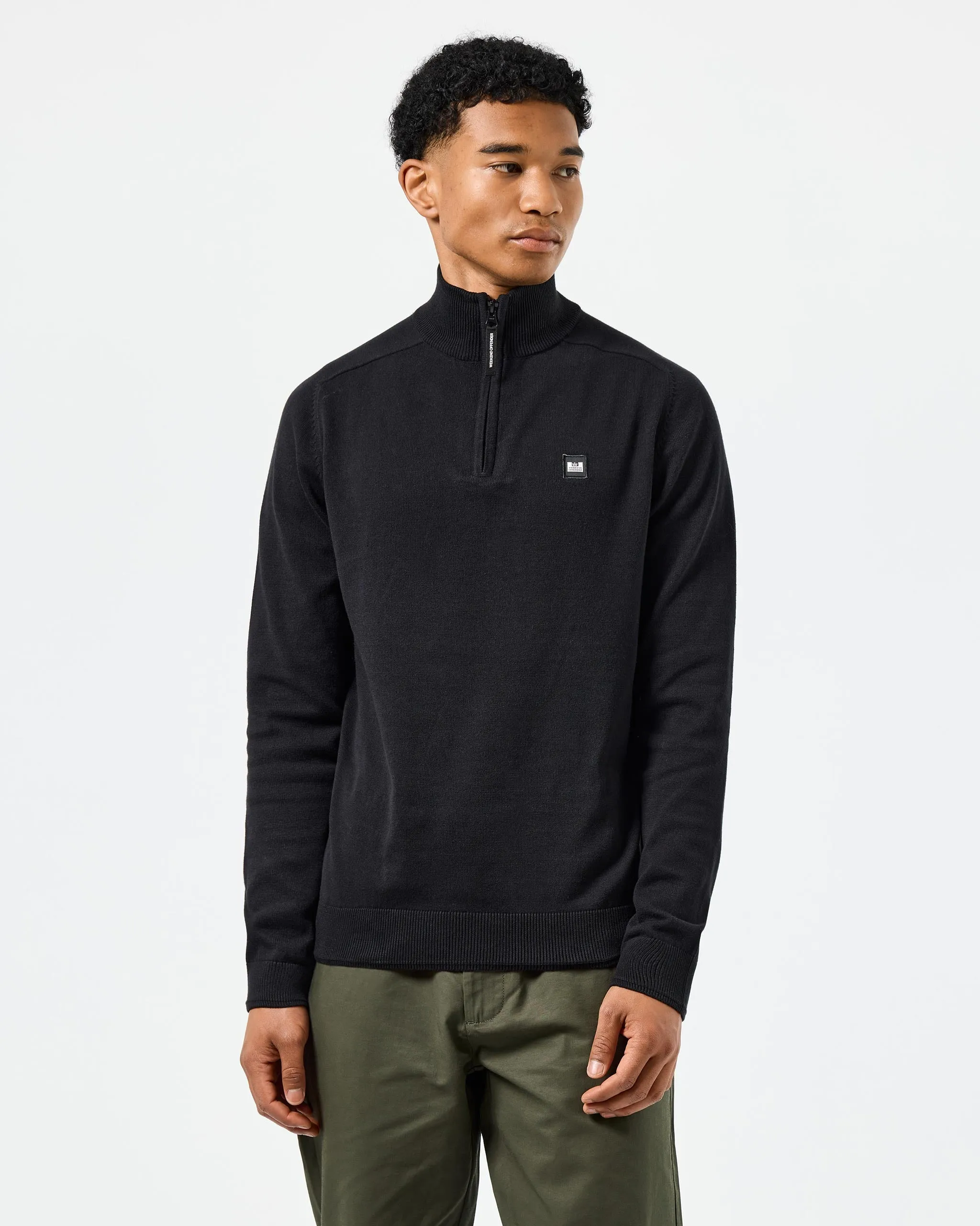 Pierre Knitted Quarter Zip Sweater Black