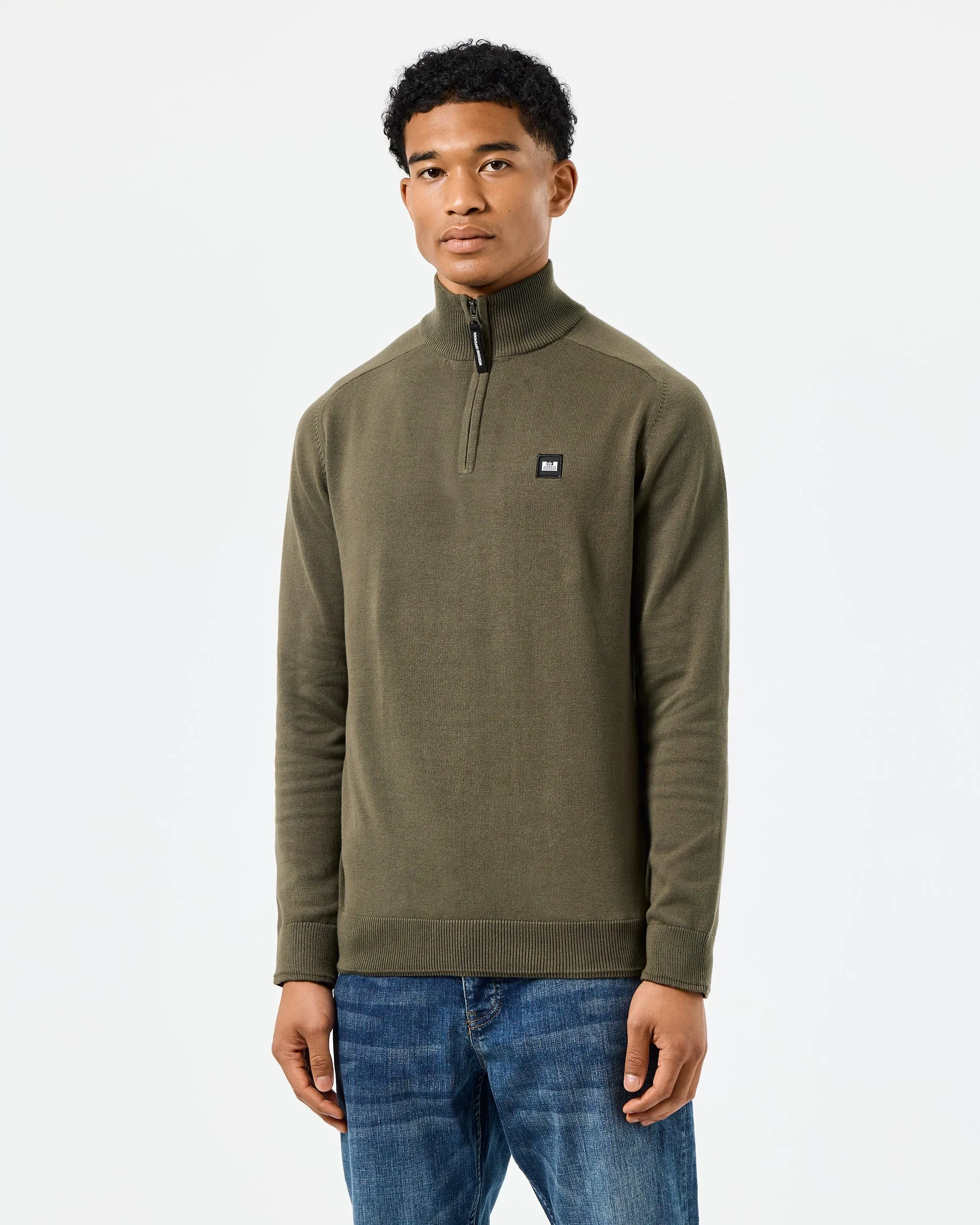 Pierre Knitted Quarter Zip Sweater Castle Green