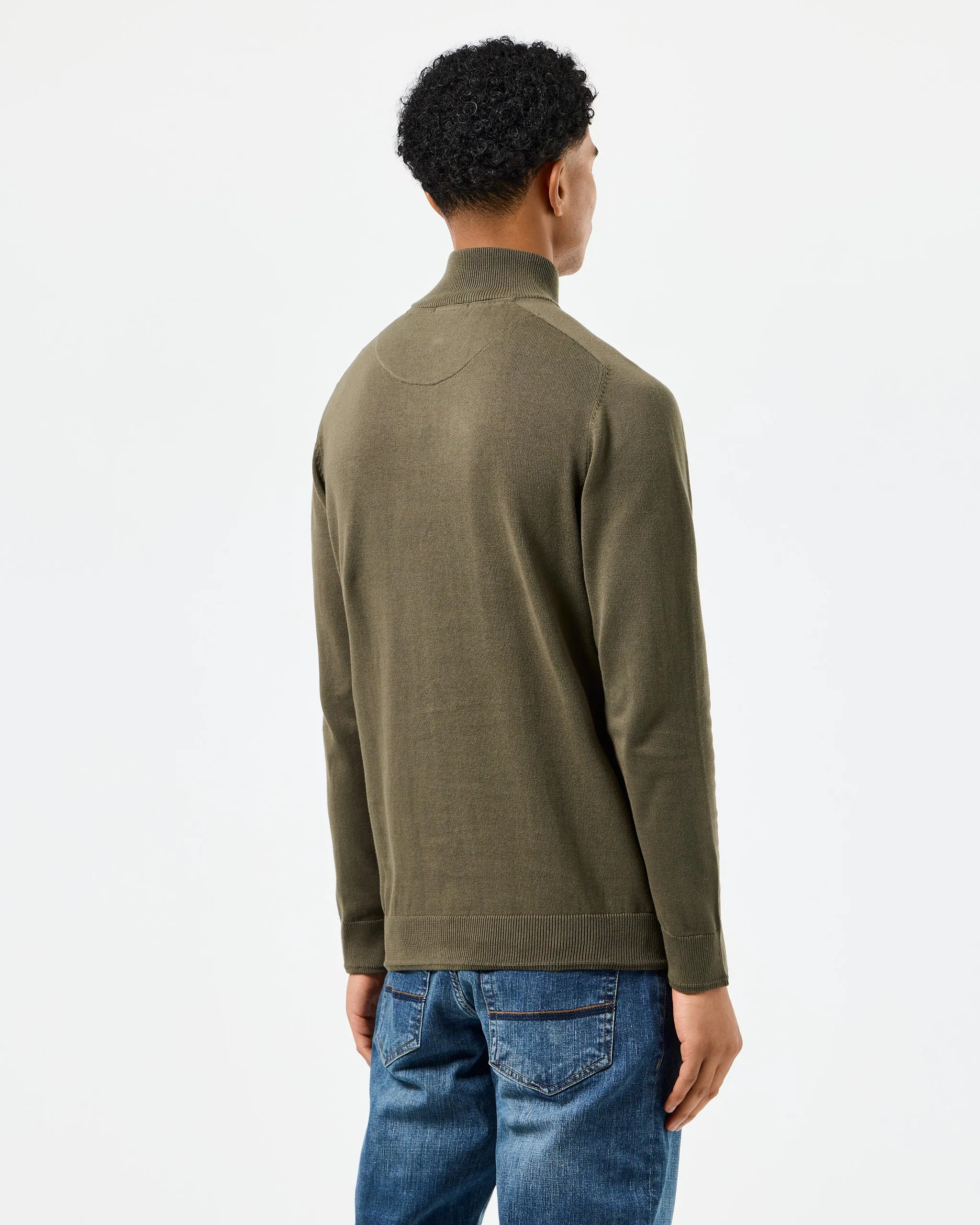 Pierre Knitted Quarter Zip Sweater Castle Green