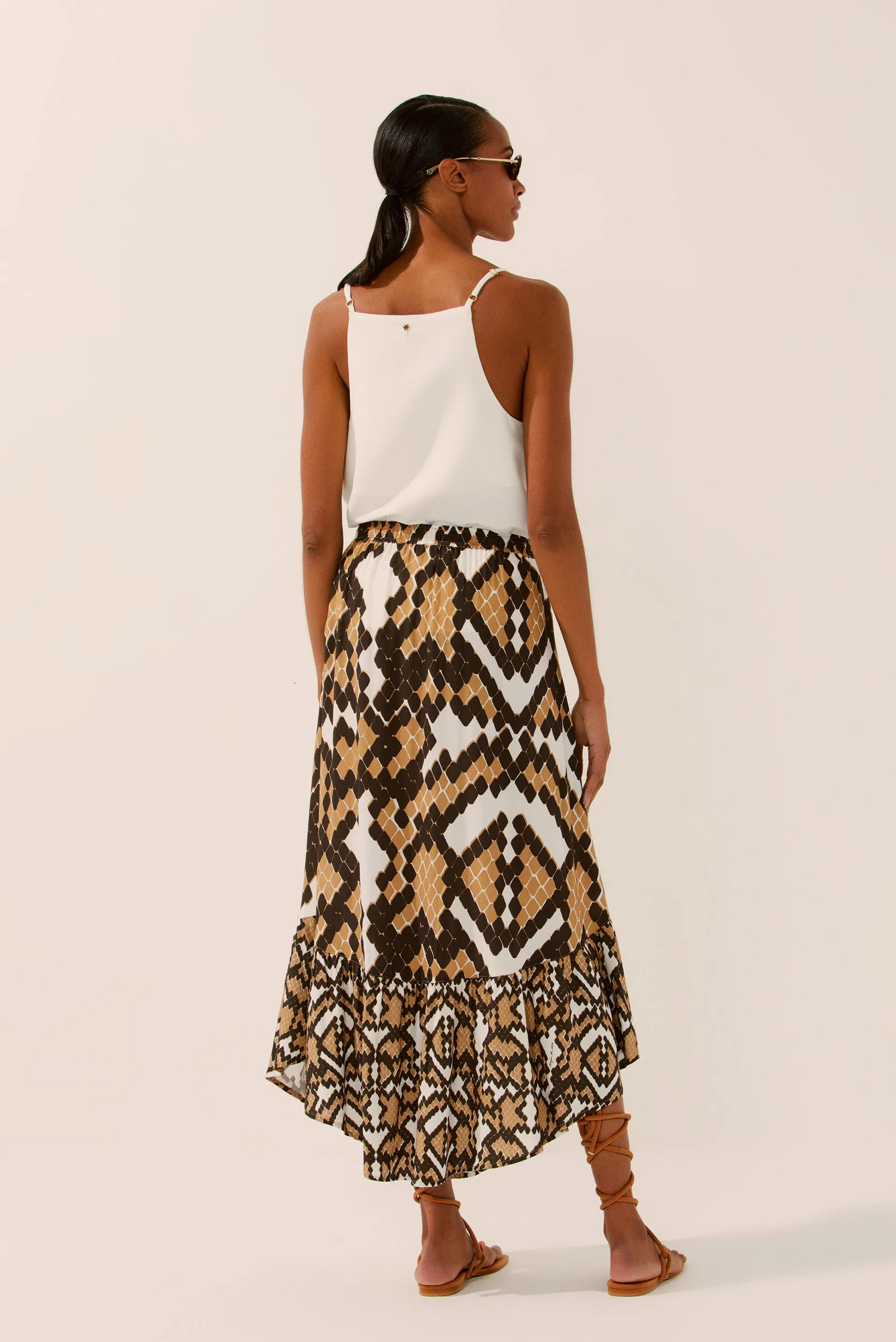 Pixiled Snake Ruched Midi Skirt E4360A1445