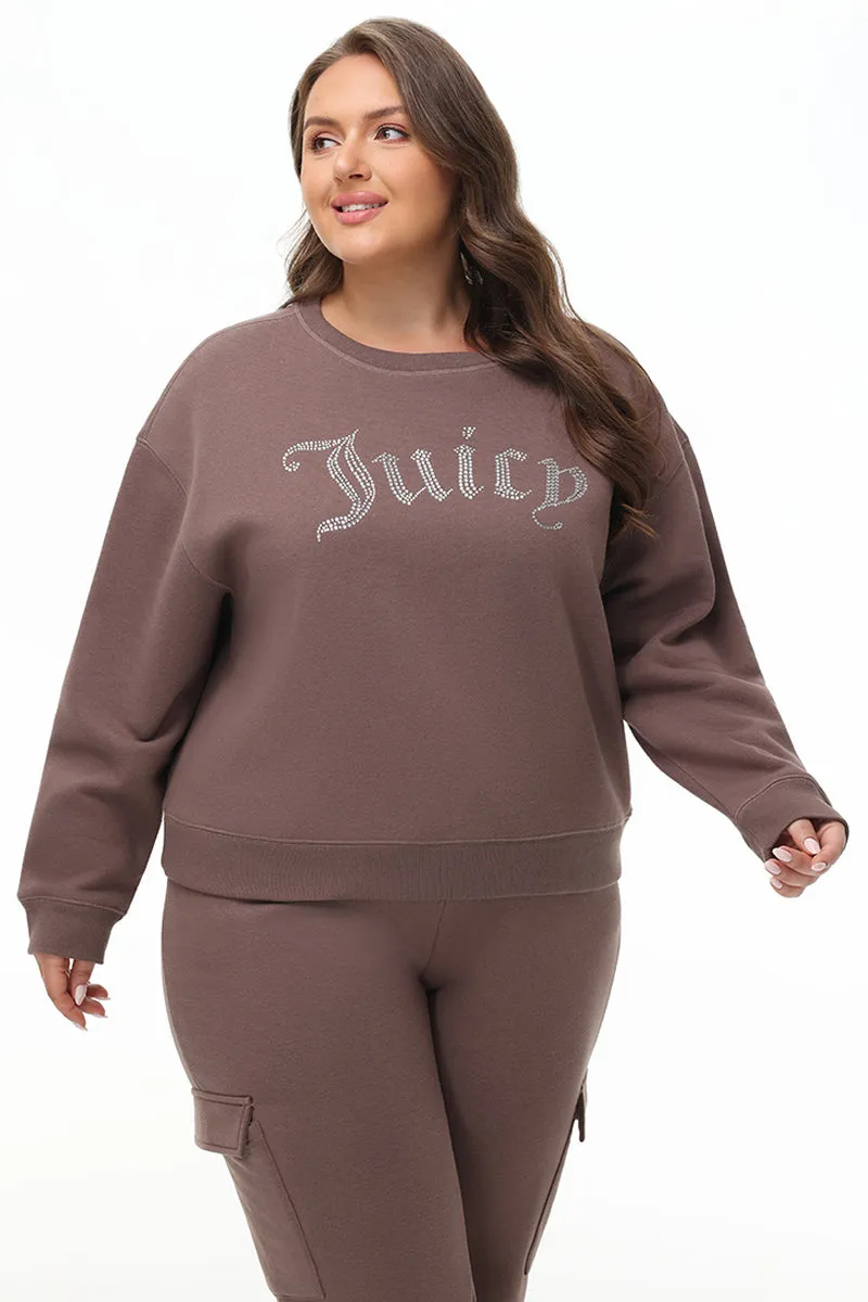 Plus-Size Big Bling Fleece Crewneck Pullover