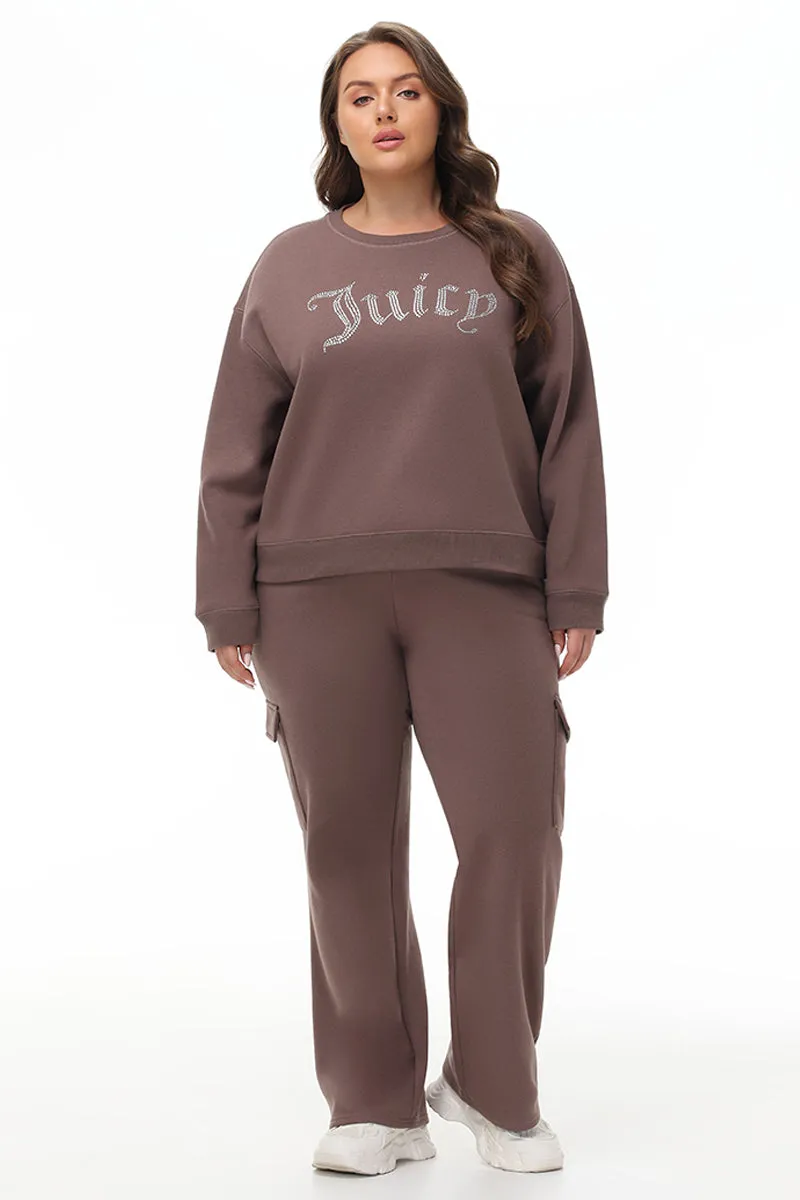 Plus-Size Big Bling Fleece Crewneck Pullover