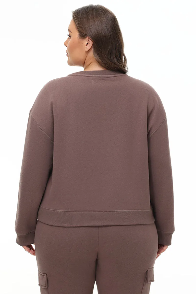 Plus-Size Big Bling Fleece Crewneck Pullover