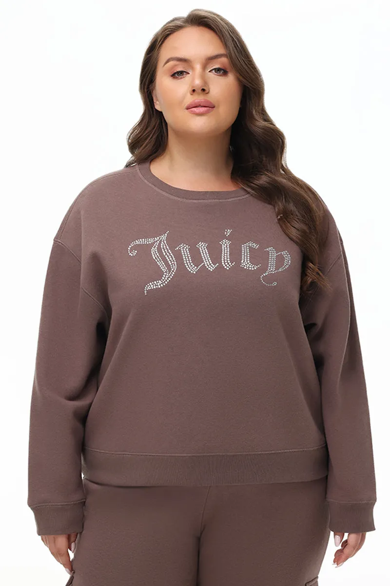 Plus-Size Big Bling Fleece Crewneck Pullover