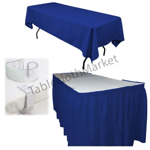 POLYESTER PLEATED TABLE SET SKIRT skirting 21' Ft   clip   Topper Media Day