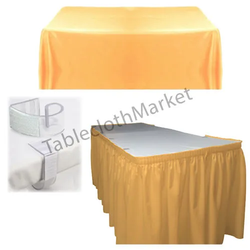 POLYESTER PLEATED TABLE SET SKIRT skirting 21' Ft   clip   Topper Media Day