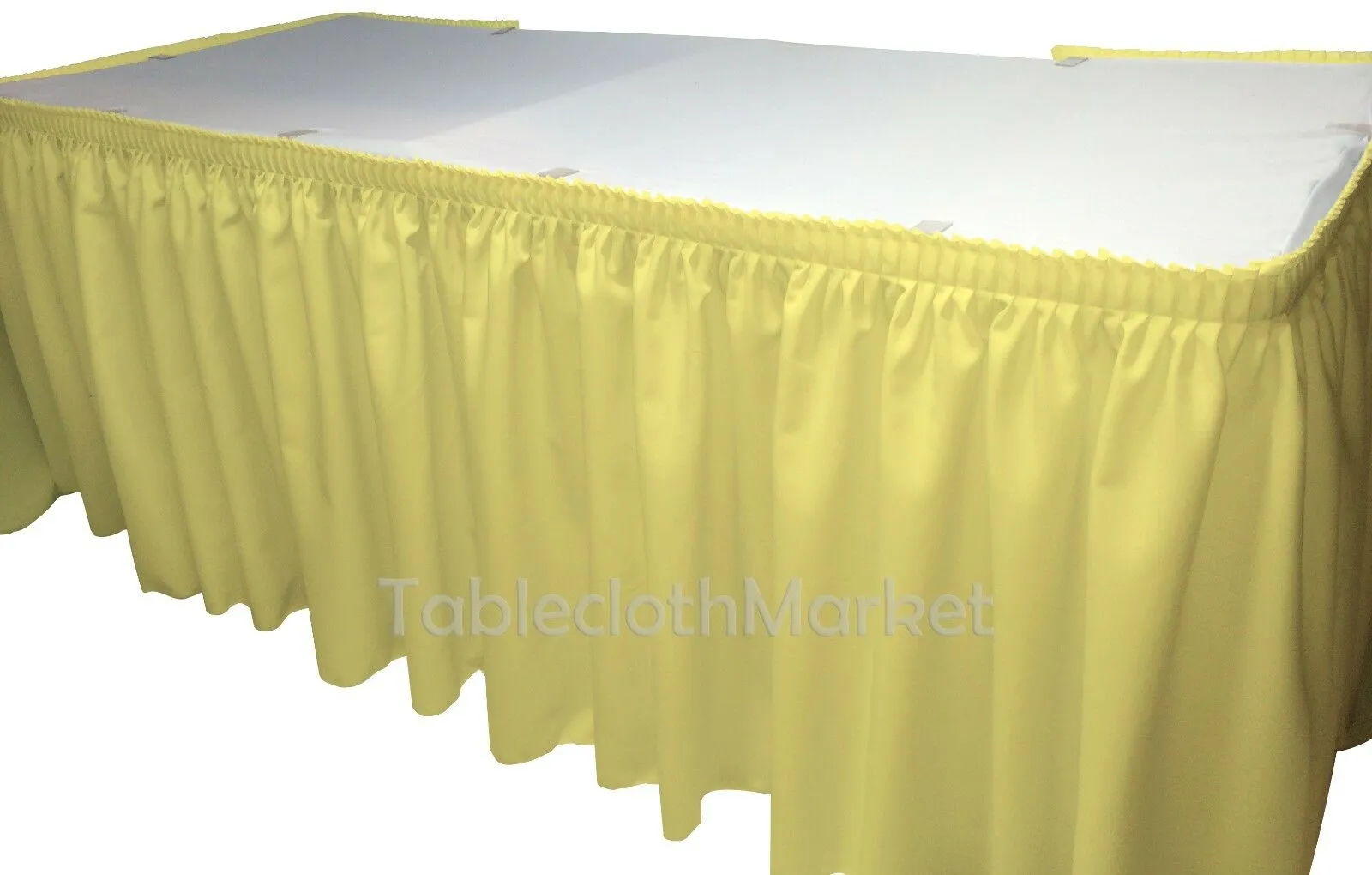 POLYESTER PLEATED TABLE SET SKIRT skirting 21' Ft   clip   Topper Media Day