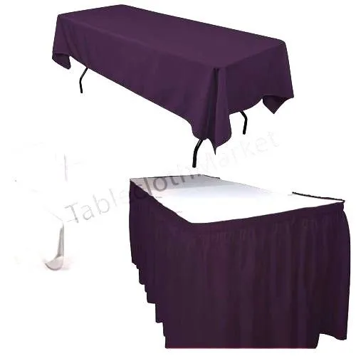 POLYESTER PLEATED TABLE SET SKIRT skirting 21' Ft   clip   Topper Media Day