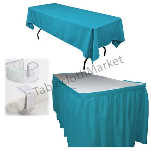 POLYESTER PLEATED TABLE SET SKIRT with clips 17' Ft   clip   Topper Media Day